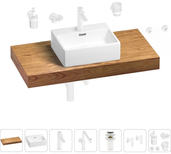 Комплект мебели для ванной комнаты Wellsee Genuine Tree с раковиной 201018360 1