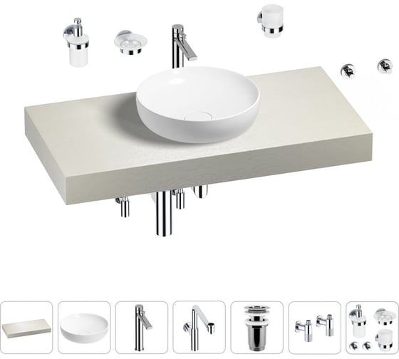 Комплект мебели для ванной комнаты с раковиной Wellsee Genuine Tree 201016236 1