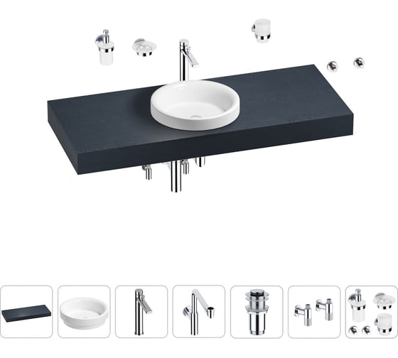 Комплект мебели для ванной комнаты с раковиной Wellsee Genuine Tree 201015896 1