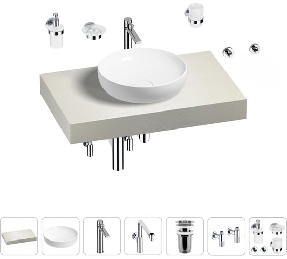 Комплект мебели для ванной комнаты с раковиной Wellsee Genuine Tree 201016116 1