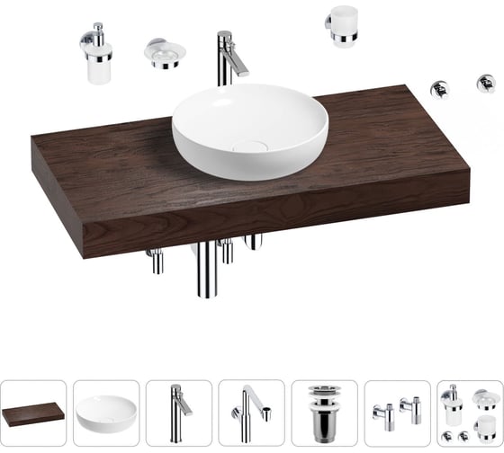 Комплект мебели для ванной комнаты с раковиной Wellsee Genuine Tree 201016296 1