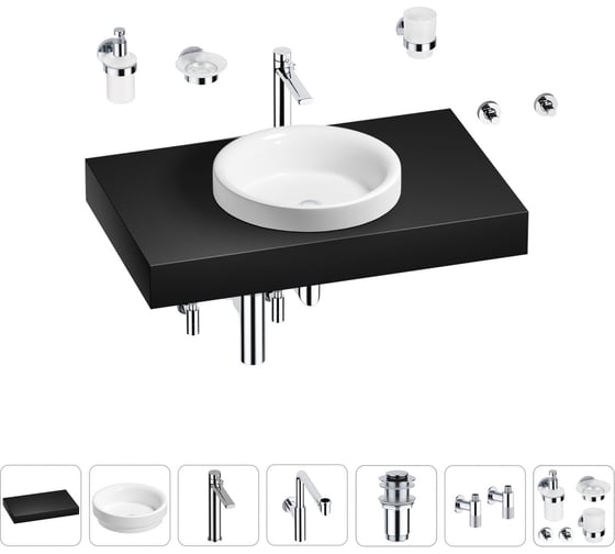 Комплект мебели для ванной комнаты с раковиной Wellsee Genuine Tree 201015736 1