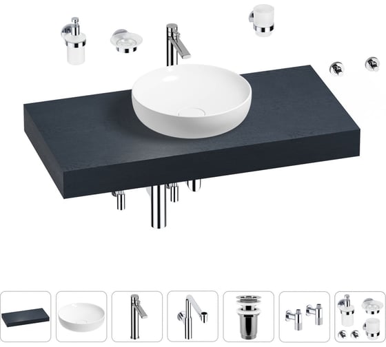 Комплект мебели для ванной комнаты с раковиной Wellsee Genuine Tree 201016256 1