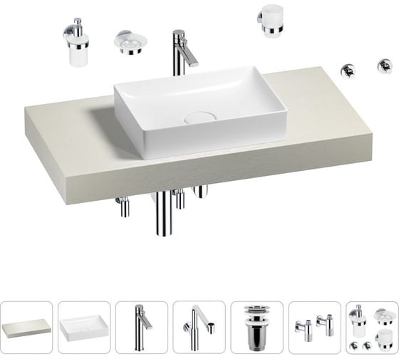 Комплект мебели для ванной комнаты с раковиной Wellsee Genuine Tree 201017316 1