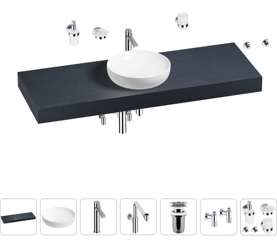 Комплект мебели для ванной комнаты Wellsee Genuine Tree с раковиной 201016496 1