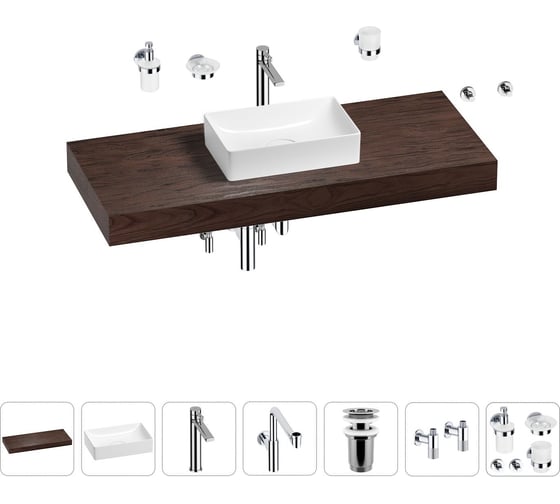 Комплект мебели для ванной комнаты с раковиной Wellsee Genuine Tree 201017056 1