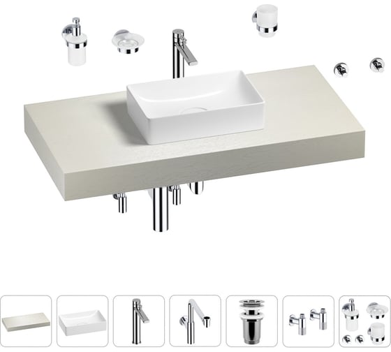 Комплект мебели для ванной комнаты с раковиной Wellsee Genuine Tree 201016921 1