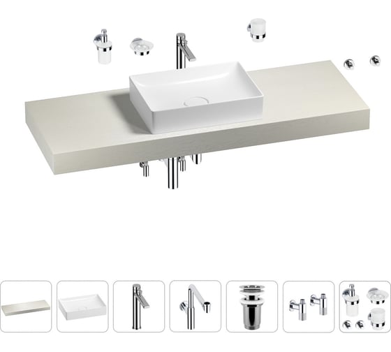 Комплект мебели для ванной комнаты с раковиной Wellsee Genuine Tree 201017556 1