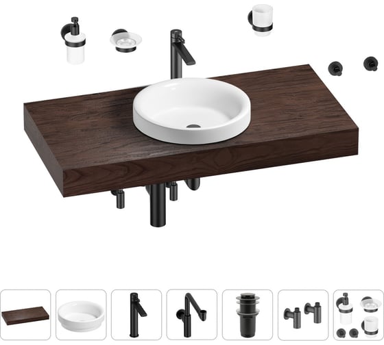Комплект мебели для ванной комнаты с раковиной Wellsee Genuine Tree 201015817 1