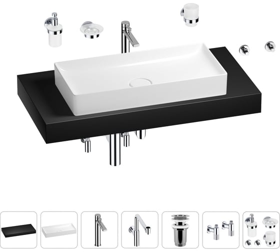 Комплект мебели для ванной комнаты с раковиной Wellsee Genuine Tree 201017776 1