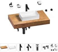 Комплект мебели для ванной комнаты с раковиной Wellsee Genuine Tree 201016862