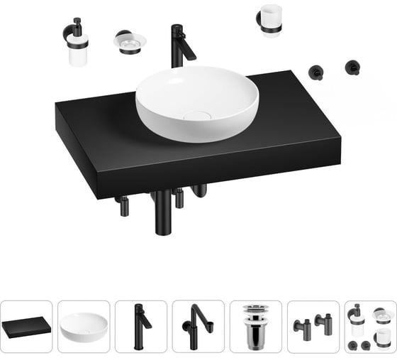 Комплект мебели для ванной комнаты с раковиной Wellsee Genuine Tree 201016217 1
