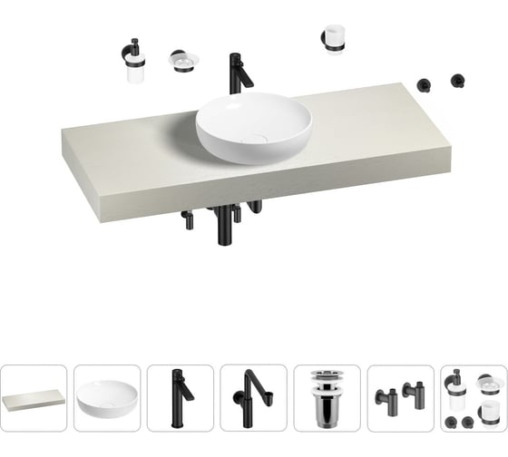 Комплект мебели для ванной комнаты с раковиной Wellsee Genuine Tree 201016357 1