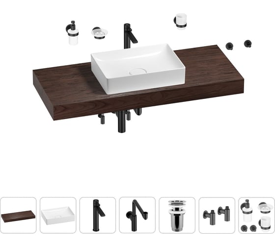 Комплект мебели для ванной комнаты с раковиной Wellsee Genuine Tree 201017497 1