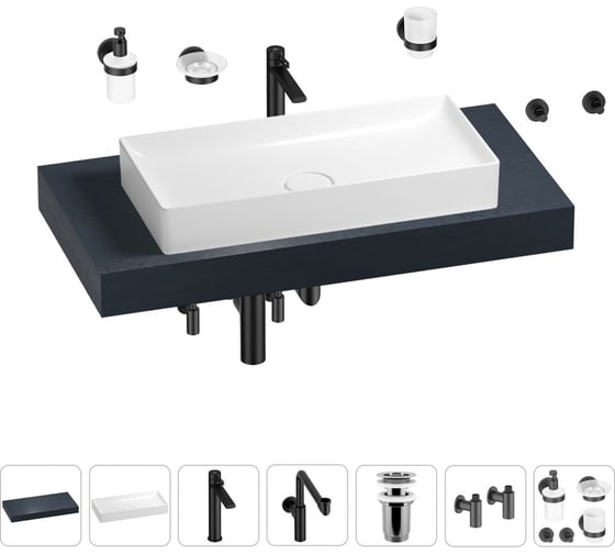 Комплект мебели для ванной комнаты с раковиной Wellsee Genuine Tree 201017697 1