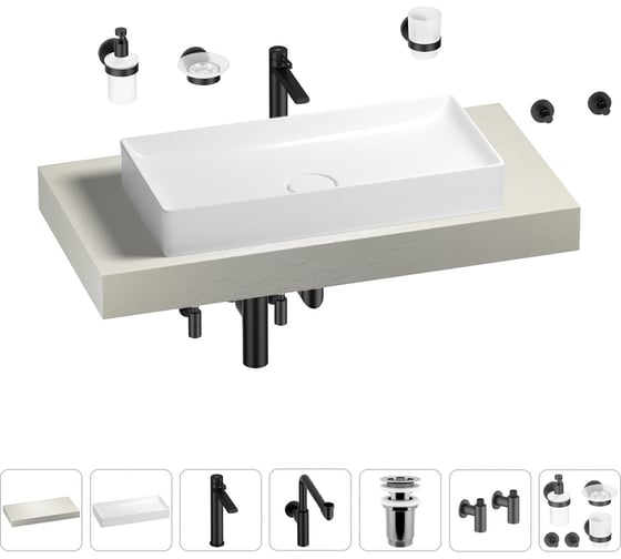 Комплект мебели для ванной комнаты с раковиной Wellsee Genuine Tree 201017677 1