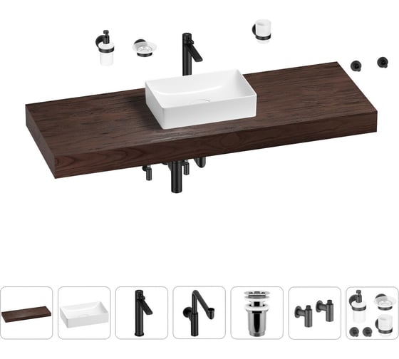 Комплект мебели для ванной комнаты с раковиной Wellsee Genuine Tree 201017147 1