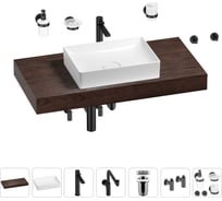 Комплект мебели для ванной комнаты с раковиной Wellsee Genuine Tree 201017377