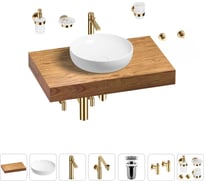 Комплект мебели для ванной комнаты Wellsee Genuine Tree с раковиной 201016158
