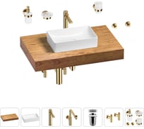 Комплект мебели для ванной комнаты с раковиной Wellsee Genuine Tree 201016863