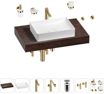 Комплект мебели для ванной комнаты с раковиной Wellsee Genuine Tree 201017258