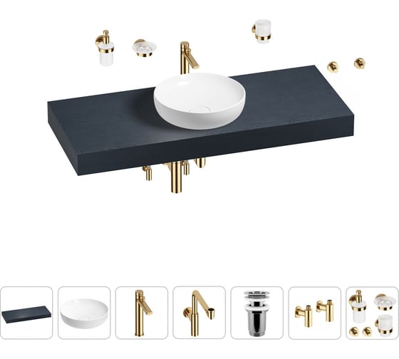 Комплект мебели для ванной комнаты с раковиной Wellsee Genuine Tree 201016378 1