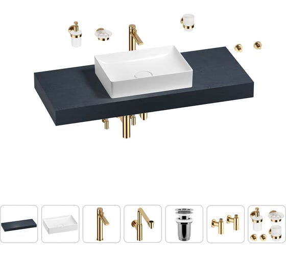 Комплект мебели для ванной комнаты с раковиной Wellsee Genuine Tree 201017458 1