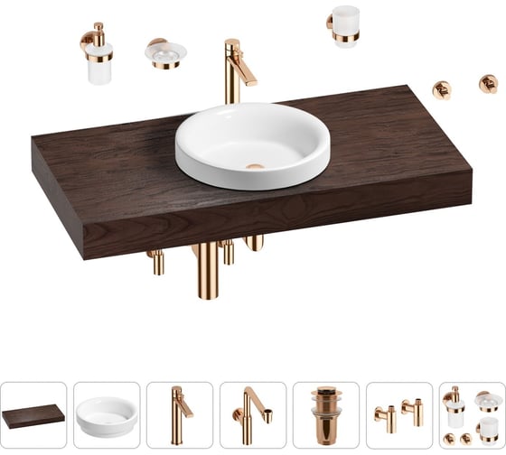 Комплект мебели для ванной комнаты с раковиной Wellsee Genuine Tree 201015819 1