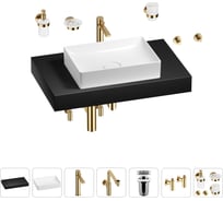 Комплект мебели для ванной комнаты с раковиной Wellsee Genuine Tree 201017298