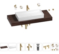 Комплект мебели для ванной комнаты с раковиной Wellsee Genuine Tree 201017858