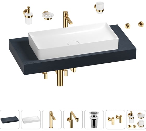 Комплект мебели для ванной комнаты с раковиной Wellsee Genuine Tree 201017698 1