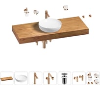 Комплект мебели для ванной комнаты Wellsee Genuine Tree с раковиной 201016399