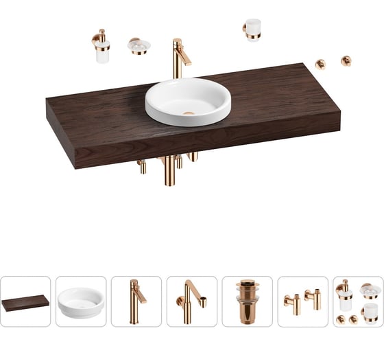 Комплект мебели для ванной комнаты с раковиной Wellsee Genuine Tree 201015939 1