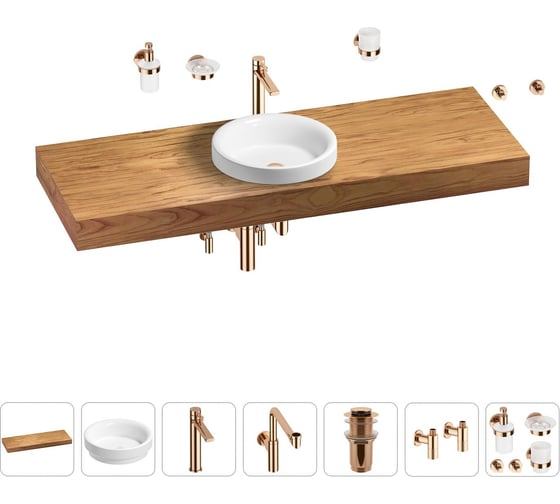 Комплект мебели для ванной комнаты с раковиной Wellsee Genuine Tree 201016039 1