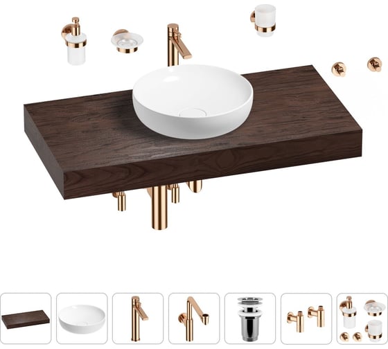 Комплект мебели для ванной комнаты с раковиной Wellsee Genuine Tree 201016299 1