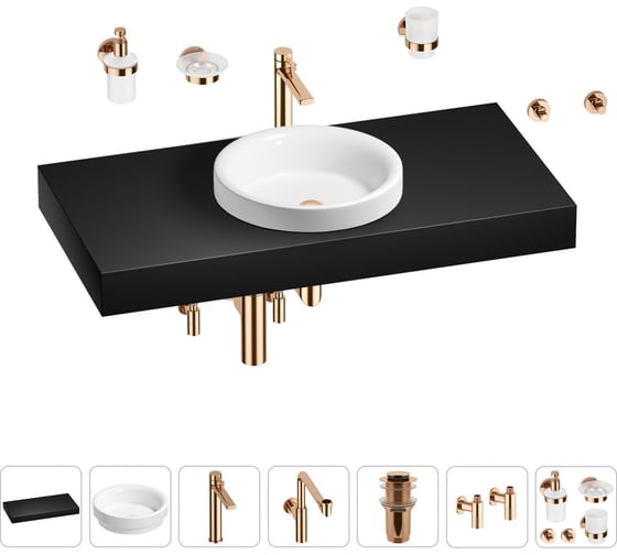 Комплект мебели для ванной комнаты с раковиной Wellsee Genuine Tree 201015859 1