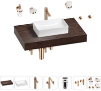 Комплект мебели для ванной комнаты с раковиной Wellsee Genuine Tree 201016879