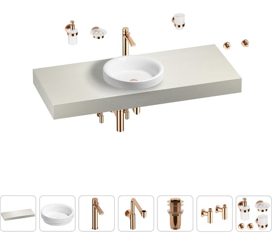 Комплект мебели для ванной комнаты с раковиной Wellsee Genuine Tree 201015879 1