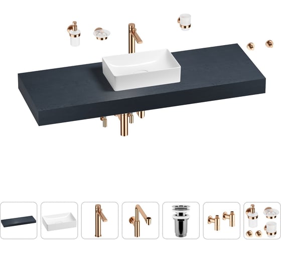 Комплект мебели для ванной комнаты с раковиной Wellsee Genuine Tree 201017119 1