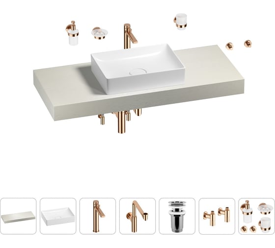 Комплект мебели для ванной комнаты с раковиной Wellsee Genuine Tree 201017439