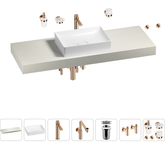 Комплект мебели для ванной комнаты с раковиной Wellsee Genuine Tree 201017559 1