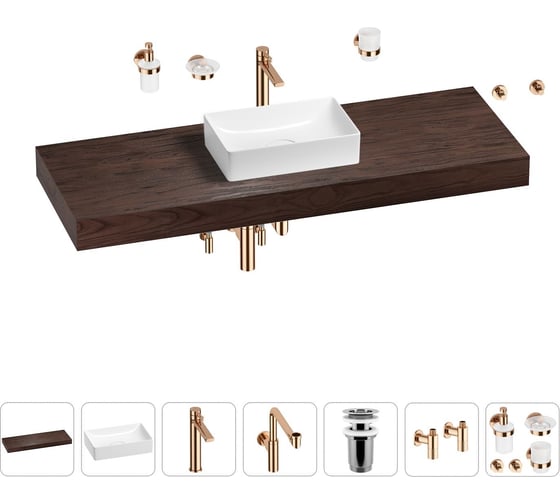 Комплект мебели для ванной комнаты с раковиной Wellsee Genuine Tree 201017149 1