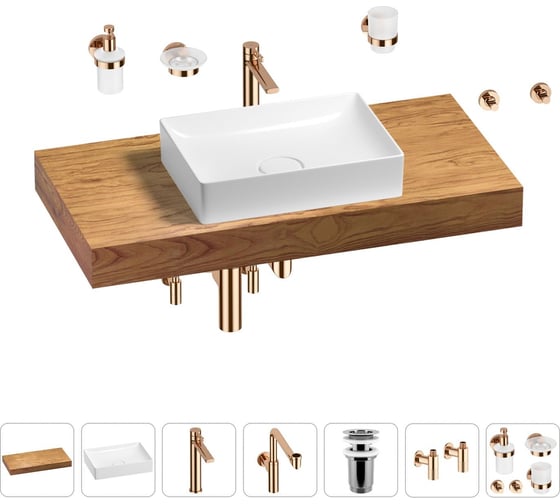 Комплект мебели для ванной комнаты с раковиной Wellsee Genuine Tree 201017359 1