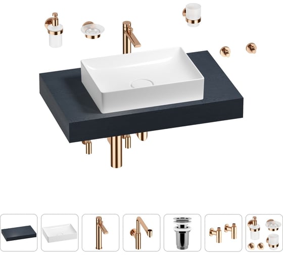 Комплект мебели для ванной комнаты с раковиной Wellsee Genuine Tree 201017219 1