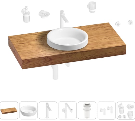 Комплект мебели для ванной комнаты Wellsee Genuine Tree с раковиной 201015800 1