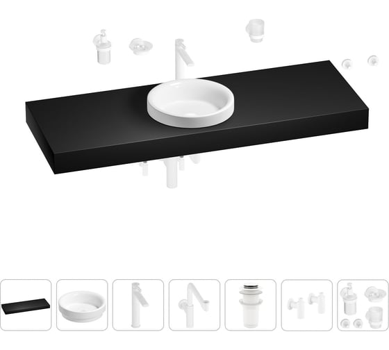 Комплект мебели для ванной комнаты Wellsee Genuine Tree с раковиной 201016100 1