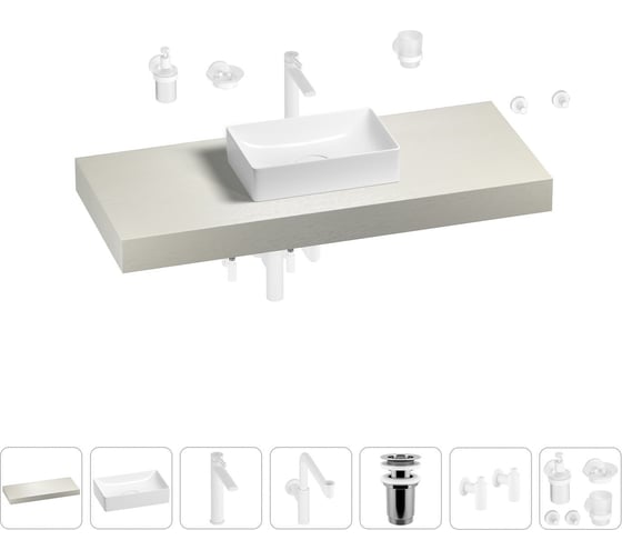 Комплект мебели для ванной комнаты с раковиной Wellsee Genuine Tree 201017015 1