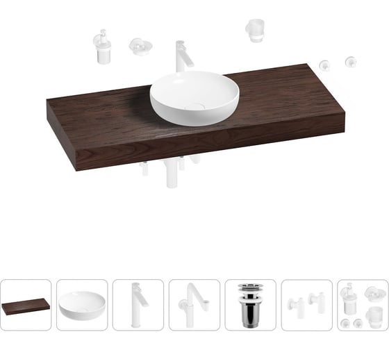 Комплект мебели для ванной комнаты с раковиной Wellsee Genuine Tree 201016420 1