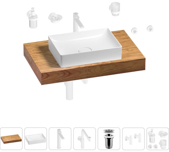 Комплект мебели для ванной комнаты с раковиной Wellsee Genuine Tree 201017240 1