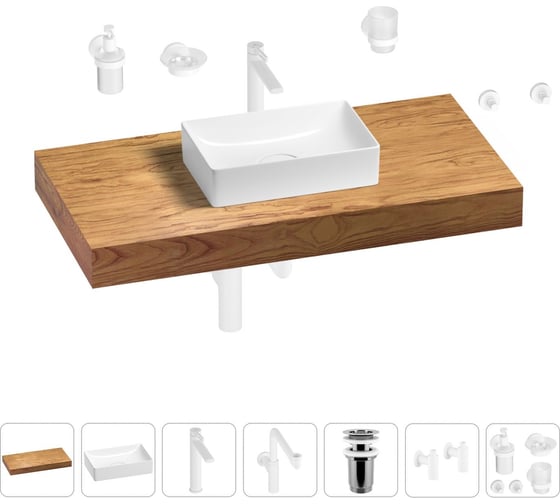 Комплект мебели для ванной комнаты с раковиной Wellsee Genuine Tree 201016955 1